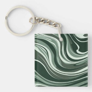 Porte-clefs Emerald Waves Design abstrait