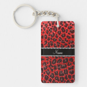 Porte-clefs Empreinte de léopard de parties scintillant rouge