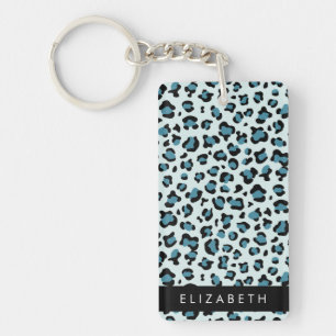 Porte-clefs Empreinte de léopard, Spots, Leopard Bleu, Votre N