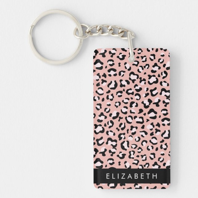 Porte-clefs Empreinte de léopard, Spots, Leopard Rose, Votre N (Devant)
