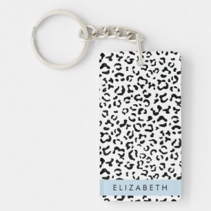 Porte-clefs Empreinte de léopard, Spots, Noir Et Blanc, Votre 