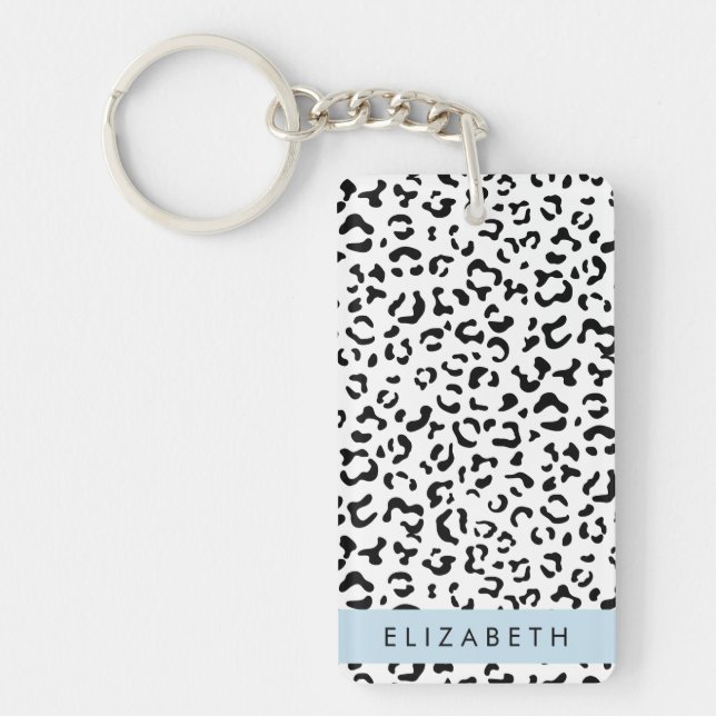 Porte-clefs Empreinte de léopard, Spots, Noir Et Blanc, Votre  (Devant)