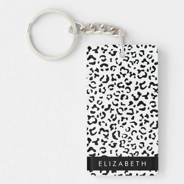 Porte-clefs Empreinte de léopard, Spots, Noir Et Blanc, Votre  (Devant)