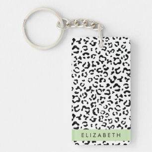 Porte-clefs Empreinte de léopard, Spots, Noir Et Blanc, Votre 