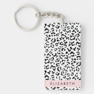 Porte-clefs Empreinte de léopard, Spots, Noir Et Blanc, Votre