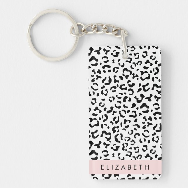 Porte-clefs Empreinte de léopard, Spots, Noir Et Blanc, Votre  (Devant)