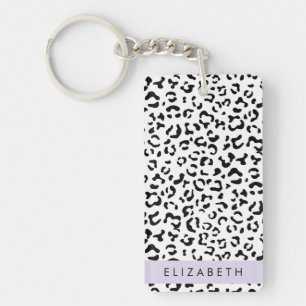 Porte-clefs Empreinte de léopard, Spots, Noir Et Blanc, Votre