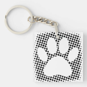 Porte-clefs Empreinte de patte de chien avec Arrière - plan de