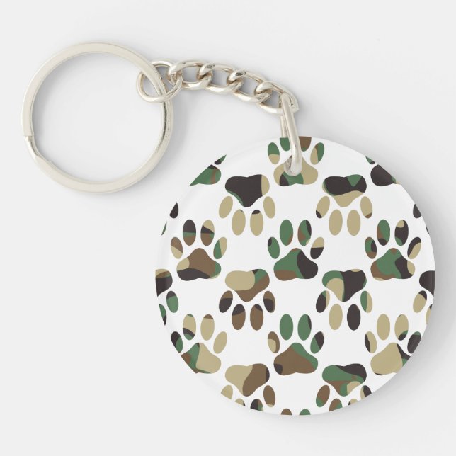 Porte-clefs Empreinte de patte de chien Motif Camo (Devant)