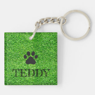 Porte-clefs Empreinte de patte NOM DE L'ANIMAL Chien D'Âge Cha