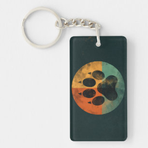 Porte-clefs Empreinte de patte rétro – Design pour amateur de