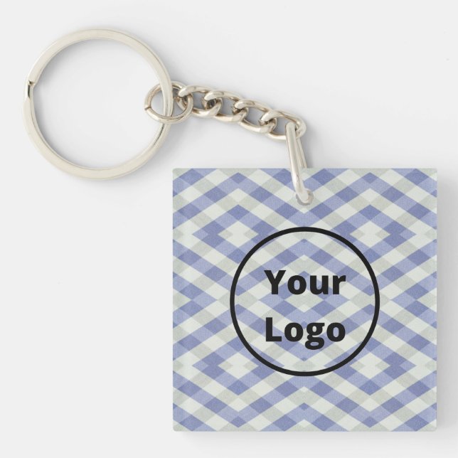 Porte-clefs Empreinte géométrique bleue et blanche (Devant)