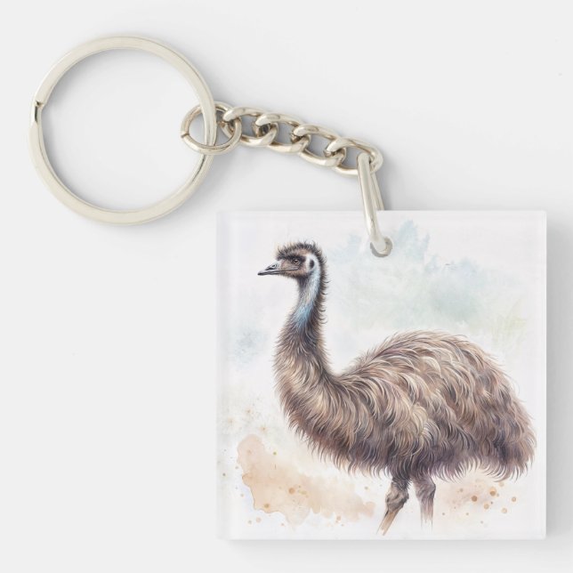 Porte-clefs Emu Watercolor Art (Devant)