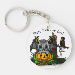 Porte-clefs En attente d'Halloween, Bat mignonne et Corbeau
