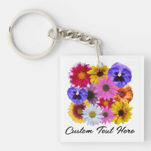 Porte-clefs En fleur - Floral Carré