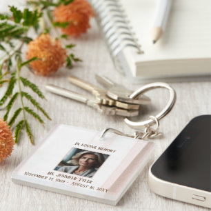 Porte-clefs En mémoire d'amour Mémorial funéraire rose