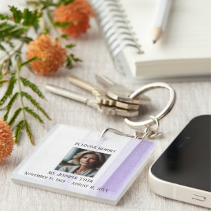 Porte-clefs En Mémoire d'amour Mémorial funéraire violet