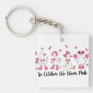 Porte-clefs En Octobre Nous Portons Pink Duck Design 🎀 🦆 💗