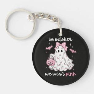 Porte-clefs en Octobre Nous Portons Rose Fantôme Halloween