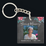 Porte-clefs En souvenir amoureux<br><div class="desc">En mémoire d'amour,  une photo souvenir souvenir. Design rose réalisé par Valarie Wade.</div>