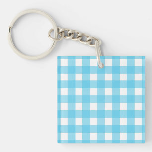 Porte-clefs En vichy bleu cérusé clair