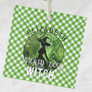 Porte-clefs En vichy vert personnalisé Wicked Good Witch