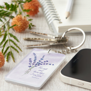 Porte-clefs Encouragement chrétien Lavande avec Écriture