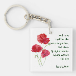 Porte-clefs Encourager Promesse Écriture Isaiah Poppy Garden