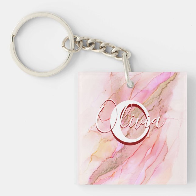 Porte-clefs Encre D'Alcool Fluide Rose Doux (Devant)