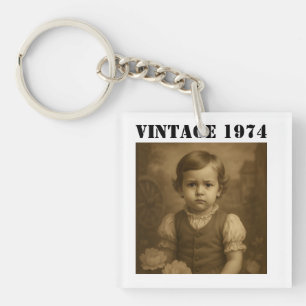 Porte-clefs Enfance personnalisée Photo & Année Vintage Person