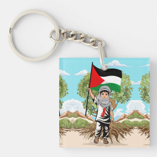 Porte-clefs Enfant avec le drapeau de Keffiyeh Palestine (Devant)