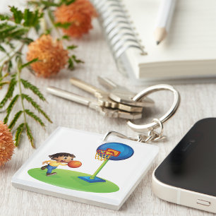 Porte-clefs Enfant Jouer au basket-ball avec Hoop Fun Sports