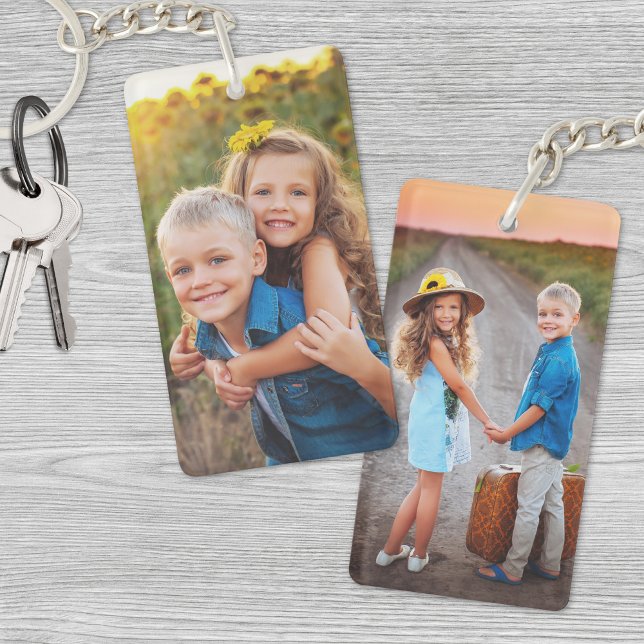 Porte-clefs Enfants à double face personnalisés deux photos (Custom Double Sided Kids Two Photo Keychain)