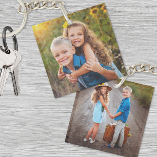 Porte-clefs Enfants à double face personnalisés deux photos