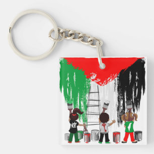 Porte-clefs Enfants de Gaza peignant le drapeau de la Palestin