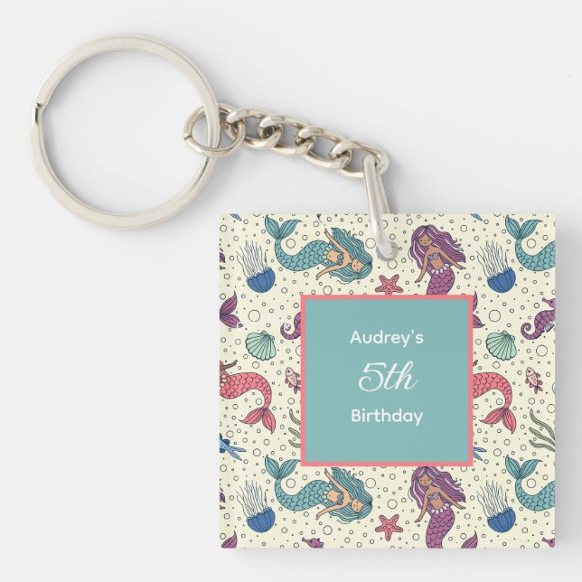 Porte-clefs Enfants Sirène Anniversaire (Devant)