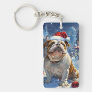 Porte-clefs English Bulldog Winter Wonderland Christmas Joie