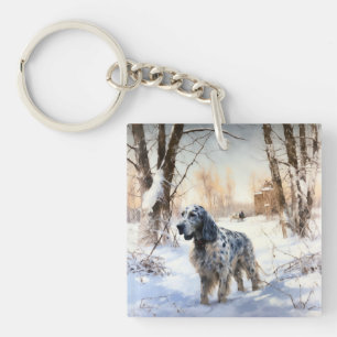 Porte-clefs English Setter Qu'il neige Noël