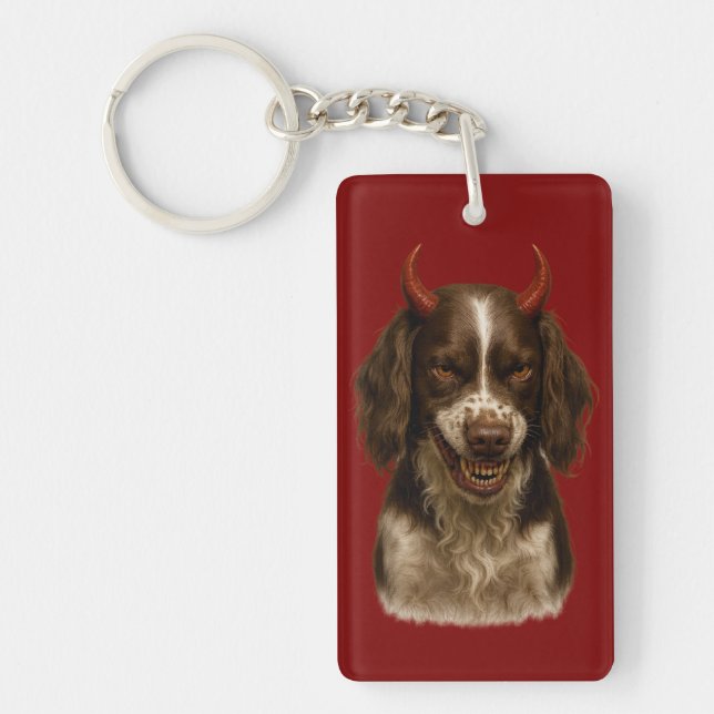 Porte-clefs English Springer Spaniel Angel / Devil keychain (Devant)