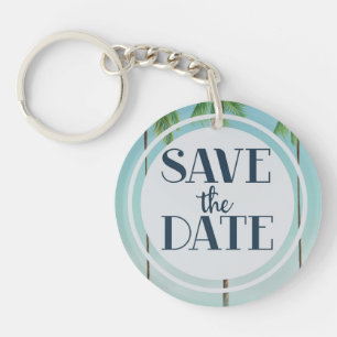 Porte-clefs Enregistrer La Date Palmes Tropicales Vintages