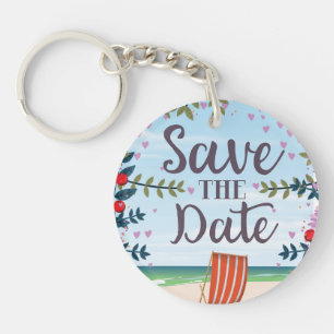 Porte-clefs Enregistrer La Date Vintage Plage Vintage et trans
