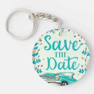 Porte-clefs Enregistrez La Date Vintage Vintage Classic Car.