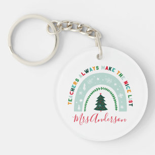 Porte-clefs Enseignant de Noël rainbow belle liste