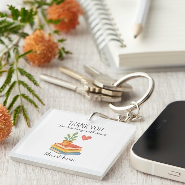 Porte-clefs Enseignant Merci - Cadeau d'appréciation du coeur (Devant Droit)