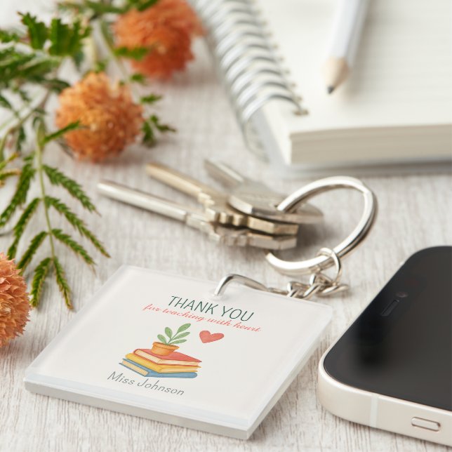 Porte-clefs Enseignant Merci - Cadeau d'appréciation du coeur (Devant Droit)
