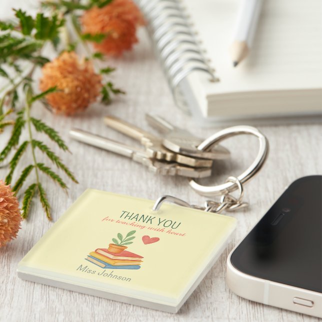 Porte-clefs Enseignant Merci - Cadeau d'appréciation du coeur (Devant Droit)