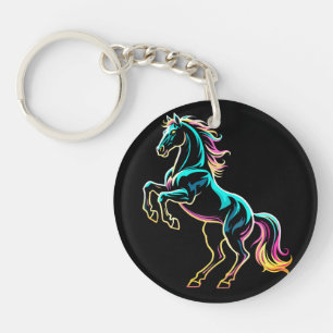 Porte-clefs Enseigne au néon Cheval Style Rétro Glitch