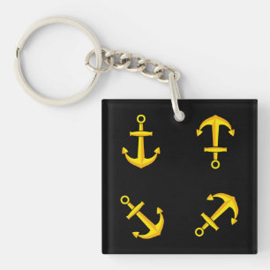Porte-clefs Ensemble d'Ancres en bateau doré
