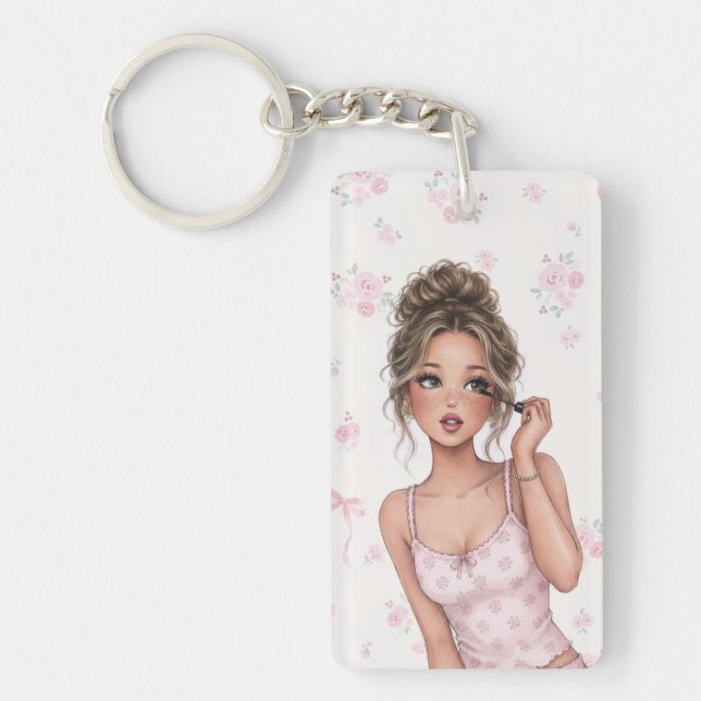 Porte-clefs Ensemble d'art mural girly rose chic Paris (Devant)