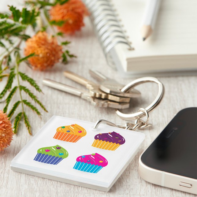 Porte-clefs Ensemble de Cupcakes avec Paillettes Dessert Lumin (Créateur téléchargé)
